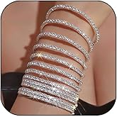 CXENSJH Crystal Stretch Bracelets Set for Women Gold Silver Rhinestone Bracelets Stackable Cuff Bangle Bracelet Wedding Prom Jewelry