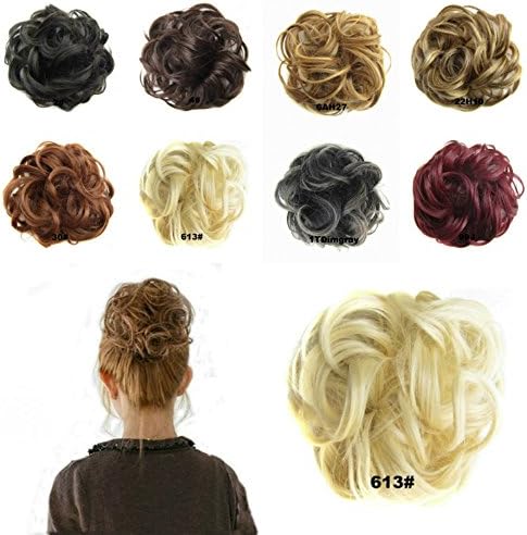 MAYARAYLI Wavy Curly Messy Elastic Hair Bun Extensions Donut Synthetic Hair Chignons Hair Piece Wig Scrunchy Scrunchie Hair Bun Updo Hairpiece Hair Ribbon Ponytail Extensions Hair Extensions