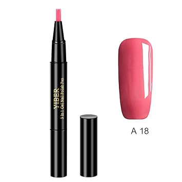 Nagellack Stift, Anself 3-in-1 pen nail art One Step Gel Pen, 20 Farben Nagel Kunst Feder Nageldesign Stift DIY Glitter Nail 