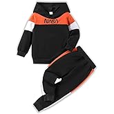 2-6T Toddler Baby Boy Clothes Long Sleeve Hooded Pullover Colorblock Sweatshirt + Pants 2pcs Fall Winter Outfit Set