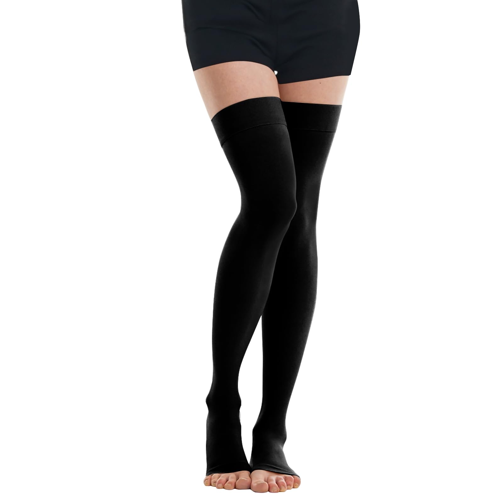 Photo 1 of 20-30mmHg Compression Stockings for Women & Men, MumMarmot's Thigh High Compression Socks with Silicone Dot Band, Graduated Support Compression Stockings for Edema Varicose Veins, Black
