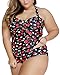 Lalagen Women's Retro Vintage Hollow Out Two Piece Swimwear Set Plus Size Swimsuit