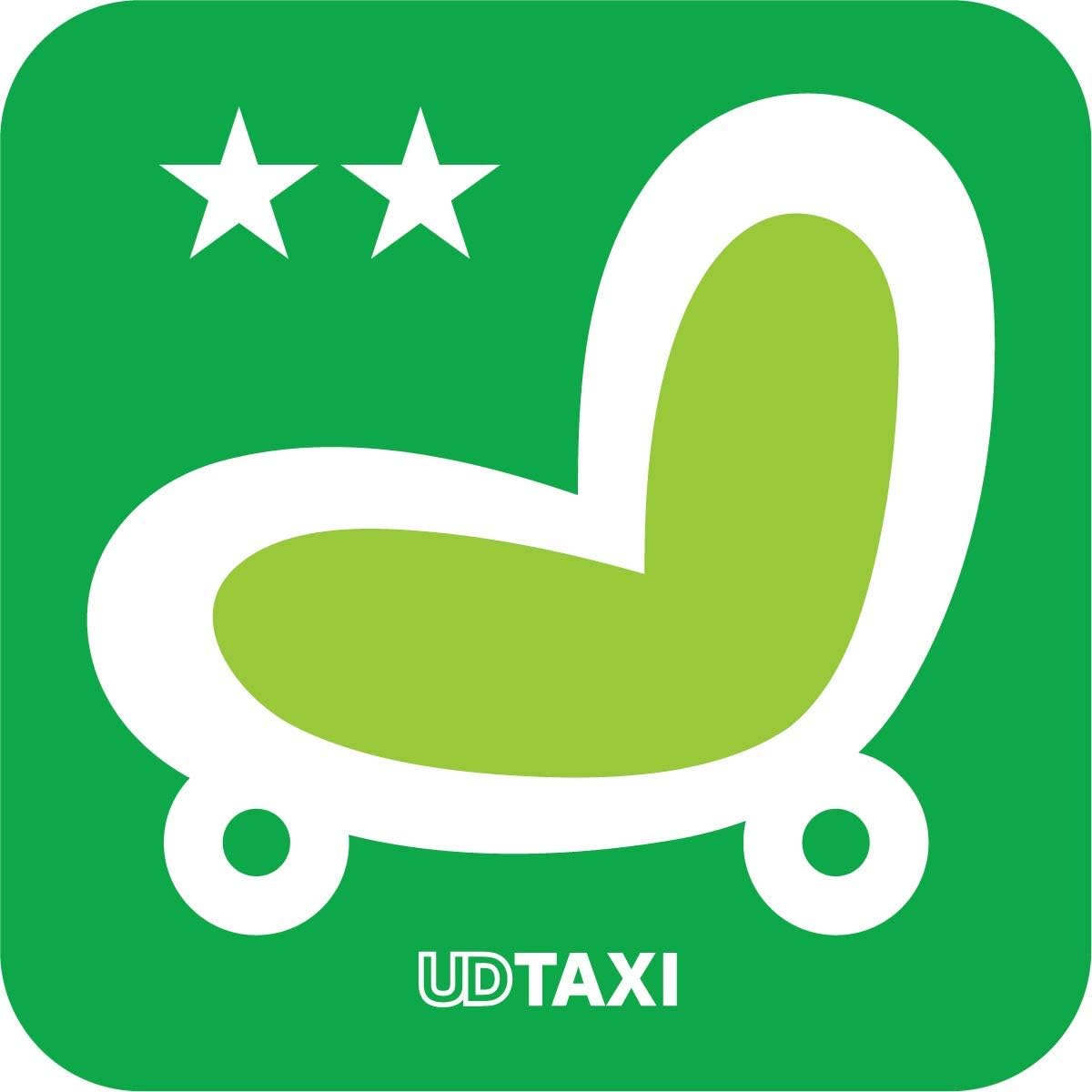 Amazon Exproud製 標準仕様ユニバーサルデザインタクシー認定車両 レベル2 星2 ステッカー シール 16x16cm Udtaxi 車体表示 サイン マーク 車 バイク