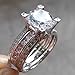Newshe Jewellery Round Pink Cz 925 Sterling Silver Wedding Band Engagement Ring Sets Size 5-12