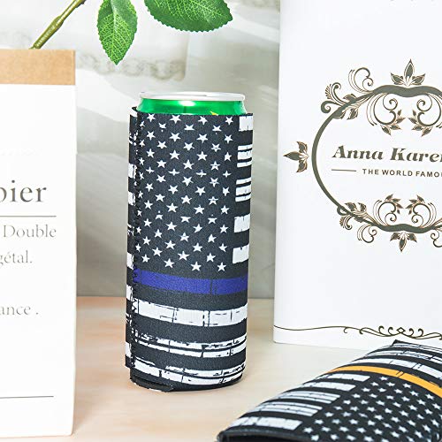 HaiMay 5 Pieces Slim Beer Can Sleeves Beer Can Cooler Covers Fit for