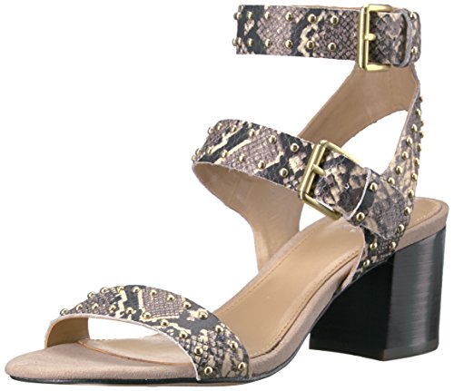 The Fix Women's Bond Studded Block Heel Dress Sandal,Mushroom Python Print,8 B US