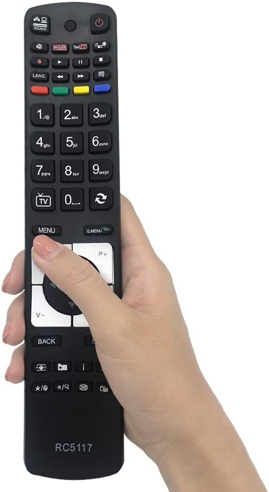 Replacement TV Remote Control RC5117 for All Hitachi Techwood LUXOR Technika Digihome Alba Telefunken Polaroid FINLUX Bush Smart TV with Netflix Youtube Buttons - Image 3