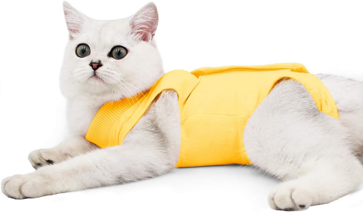 oUUoNNo Cat Wound Surgery Recovery Suit for Abdominal Wounds or Skin Diseases, After Surgery Wear, Pajama Suit, E-Collar Alternative for Cats and Dogs