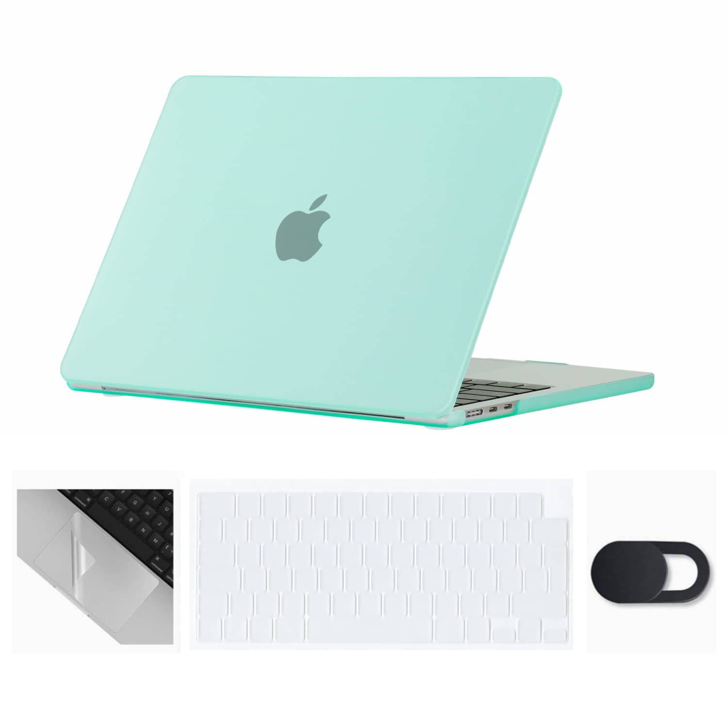 Se7enline Compatible with MacBook Air 13.6 inch Case M4/M3/M2 2022-2025 for Mac Air 13-inch A2681/A3113/A3240 Laptop Hard Shell Case with Keyboard Cover & Webcam Cover & Trackpad Protector,Green