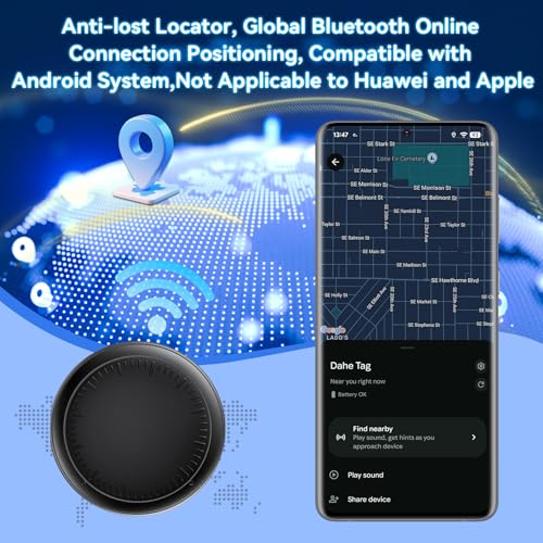 GPS Tracker for Car, Air Tracker Android, Magnetic GPS for Car, IP68 Waterproof Locator with App Global Coverage Real Time Tracking Vehicle/Motorcycle, Without SIM Without ABO