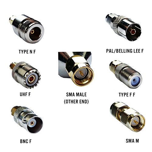 RTL-SDR Blog SMA Male to SMA M, BNC F, Type N F, Type F F, UHF F, PAL F Straight Adapters Bundle