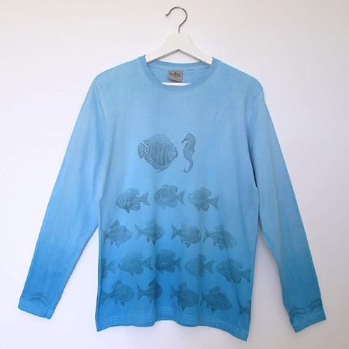 Camiseta algodón azul Talla M: Amazon.es: Handmade