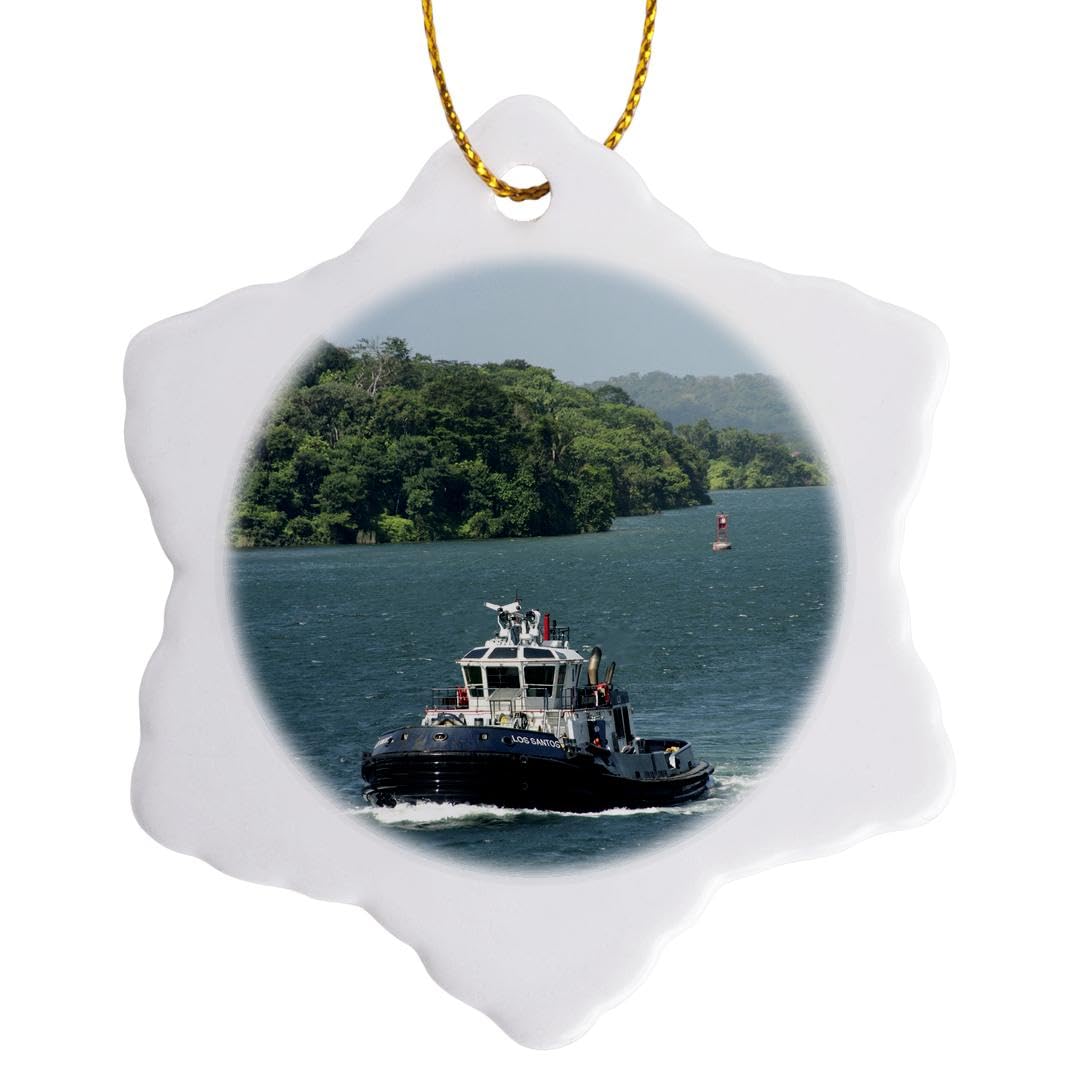3dRose, Tug Boat in Panama Canal, Gatun Lake-Sa15 Cmi0317-Cindy Miller Hopkins Snowflake Ornament, Multi-Colour, 3-Inch