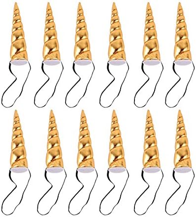 Unicorn Horn Glitter Elastic Headband Spiral Unicorn Horn cosplay Magical Unicorn Horn,Children's Party Supplies (12pcs-gold-Exquisite)