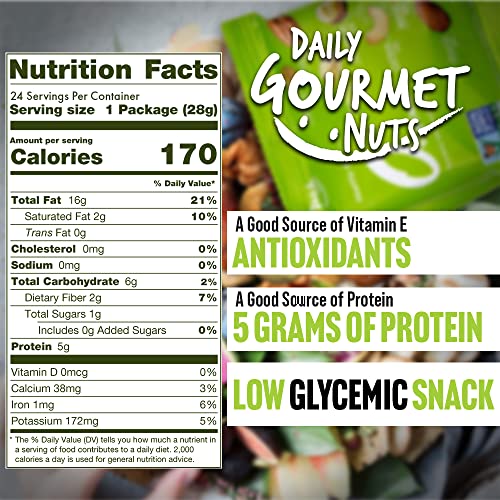Daily Gourmet Nuts Unsalted Mixed Nuts Snack Packs/Individually