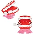 The Dreidel Company Wind Up Teeth Chomping & Chattering Teeth Toys for Kids Birthday Party Favors, Novelty and Gag Gifts, 1.75" Inches (2-Pack)