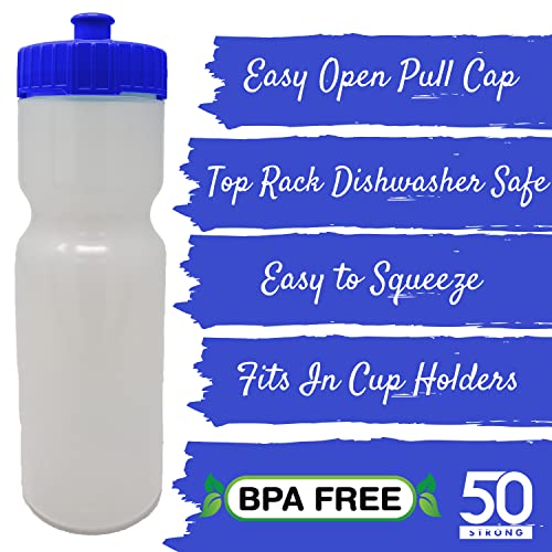 50 Strong Sports Squeeze Water Bottle 2 Pack 22 oz. BPA Free Easy