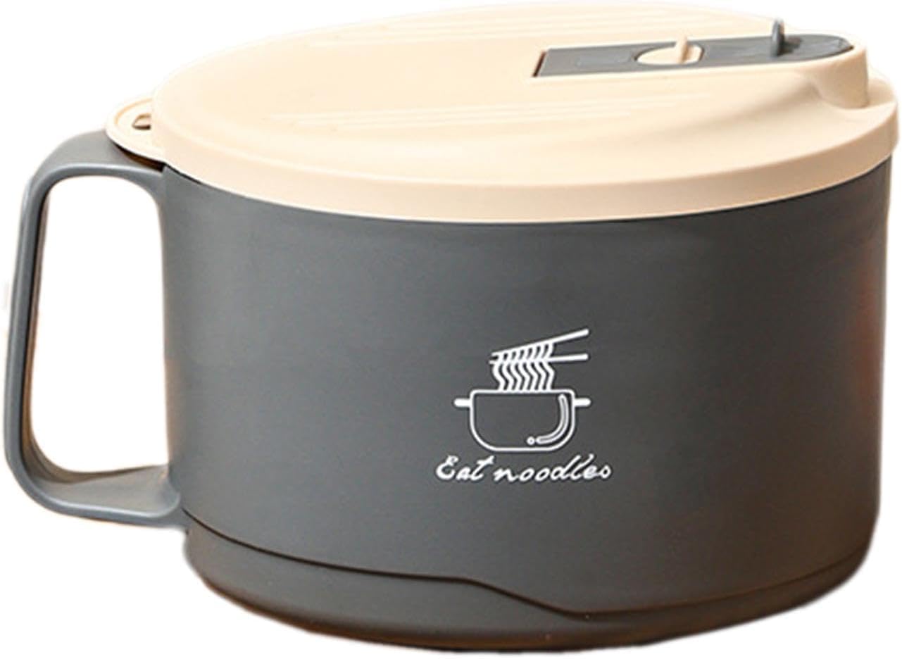 Photo 1 of 1700ml Portable Ramen Bowl with Lid - 304 Stainless Steel, BPA-Free, Heat-Insulated Soup Mug for Ramen, Soup, Cereal & More | With Handle, Perfect for Office, Dorm & Travel (Gray)