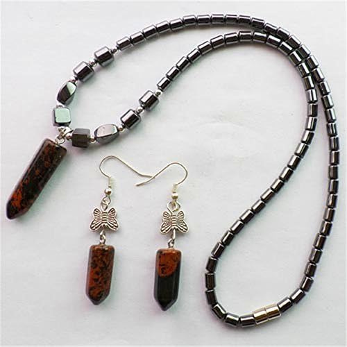Fashion Hematite &amp; Mahogany Obsidian Necklace &amp; Earrings Sets