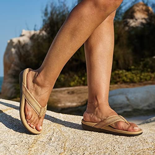 MEGNYA Comfort Orthopeic Flip Flops for Ladies, Good Plantar Fasciitis