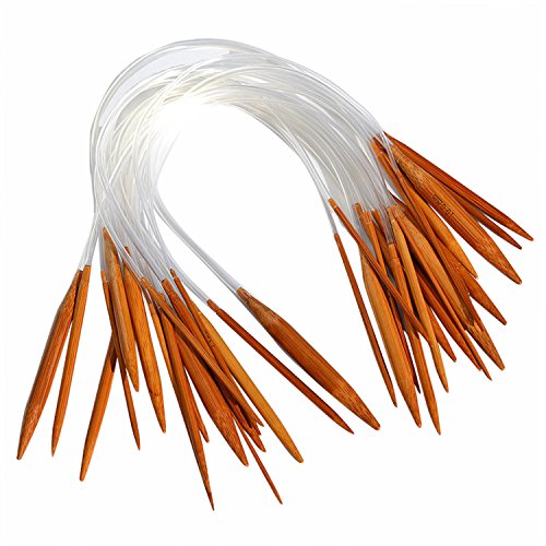 Celine lin 18 sizes 16 inch"(40cm) Carbonized Circular Bamboo Knitting Needles (2mm-10mm)