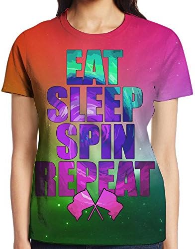 Glaxy Eat Sleep Spin Toss Repeat Color Guard Women's T-Shirts Fashion Short Sleeve Graphic Tops Tees M