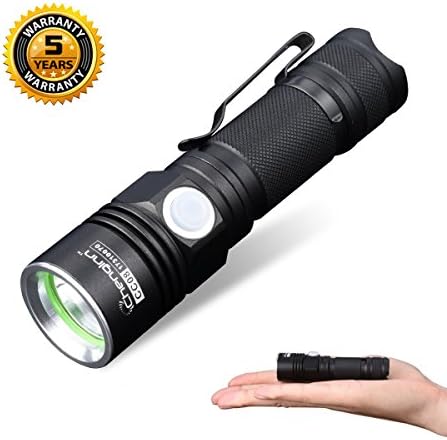 Led Waterproof Flashlights USB Rechargeable Mini Torch Aluminum LED Lamp Pocket Penlight 5 modes Mini Fashlights with Clip for Home Black