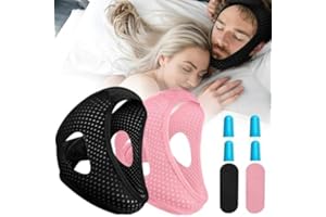 PJTLGYELEE Chin Strap for Sleeping User, Anti Snore Chin Strap to Keep Mouth Closed, Airflow Jaw Strap for Sleep Anti Snoring Chin Straps for Men Women Stop Snoring Strap with Earplugs (2pack)