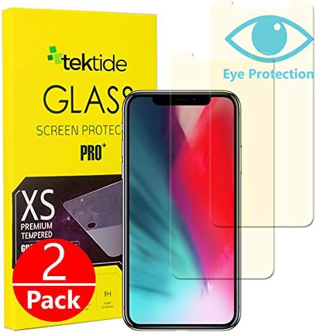 Tektide Screen Protector Compatible for iPhone 11 Pro/iPhone X/iPhone Xs, [Eye Protection] Blue Light Specturm Filter Tempered Glass Screen Cover/Display Shield [2 Pack]