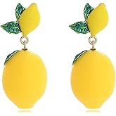 DEYOUM Fruit Banana Earrings for Women Yellow Tropical Fruit Pineapple lemon Bananas Shape Rhinestone Dangle Drop Earrings Statement Party Vacation Summer Beach Jewelry Gifts
