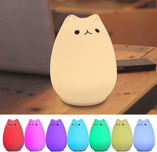 Veilleuse Enfant Chat Led Usb Rechargeable Blanc Chaud 7 Changement De Couleur Silicone Souple Lampe Chevet Pour Chambre D Enfant Jouet Bebe Cadeau Anniversaire Fete Lumiere De Nuit Amazon Fr Luminaires Et Eclairage