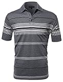 Basic Everyday Stripe Polo T-Shirt Charcoal XL