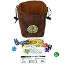 Third Die Dice Bag - Handcrafted, Reversible Drawstring Bag That Stands Open On The Table And Closes Tight - Soft Microfiber With Cool Celtic Knot Medallion - Rich Brown and Hide Brown