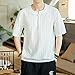 Men’s Summer Vintage Stripe Linen Patchwork Short Sleeve T-Shirt Comfort Tops Whitethumb 1