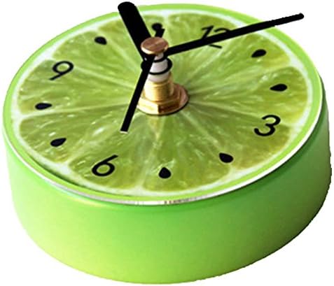Magnetic Fridge Clock Mini Silent Sweep DIY Clock for Home Kitchen(Green Lemon )