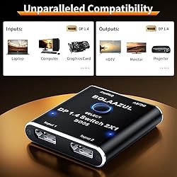 DisplayPort Switch 8K 2 in 1 Out, BolAAzuL Display