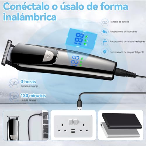 21 en 1 Kit de Maquina para cortar cabello, Cortapelo Hombre Recargable Multifuncional, Rasuradoras para hombre totalmente impermeable, Adecuado para cabello, barba, vello corporal, vello de nariz