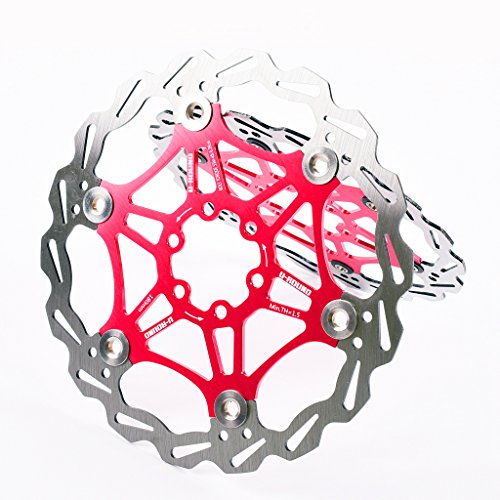 DEERU Stainless Steel Bicycle Brake Disc Rotor 180MM MTB Bike Rotor Mountain Cycling - Bolts Included (Red) - Thumbnail 2