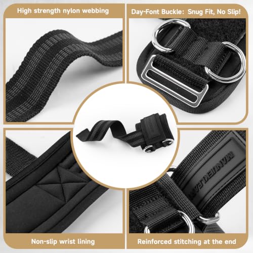 MANUEKLEAR Non-Slip Wrist Straps for Weightlifting Deadlifting, Gym Lifting Straps with D Rings for Cable Machine Workout, 10mm Neoprene Padded Weight lifting Wrist Wraps for Men Women