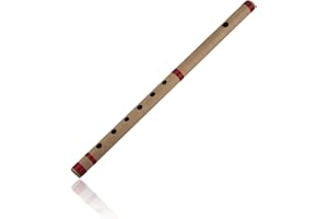 17 Inch Authentic Indian Wooden Bamboo Flute in 'A' Key Fipple Woodwind Musical Instrument Recorder Traditional Bansuri Handc