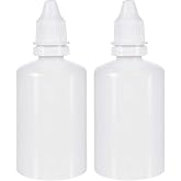 NeoLum 2Pcs 1.7oz/50ml Plastic Dropper Bottles, Portable Leakproof Dropper Bottle with Childproof Cap and Plug, Squeezable Refillable Travel Empty Liquid Container White