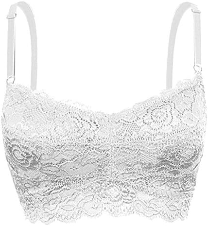 Ted Noah Plus Size Floral Lace Padless Cup Wire Free Big Size Top Sheer Crop Bralette Bra 2X-4X(White, M/L)