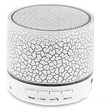 Mini Bluetooth Speaker,Lonchan Wireless Portable Sound Box Subwoofer Speaker with Mic & Colorful LED Light,Support USB/AUX/TF Card/FM Music,White