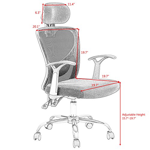 Giantex Executive Office Chair Mesh High Back Home Adjustable Swivel Ergonomic Computer Desk Chair with Headrest (Blue)