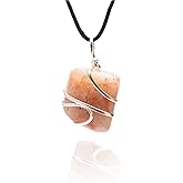 AYANA Genuine Sunstone Necklace - Crystal Pendant with Viking Crystal for Women's Jewelry, Statement Trendy Handmade Oregon Sunstone Boho Gemstone.