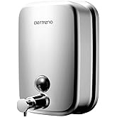 Bertreno Commercial Soap Dispenser Wall Mount Stainless Steel Soap Dispensers Liquid Manual Anti-Leak Pump Hand Soap Dispenser for Bathroom Kitchen Silver (17 fl.oz./500ml)