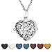 Top Plaza Aromatherapy Essential Oil Diffuser Necklace Antique Silver Heart Shape Locket Pendant With 7 Dyed Lava Rock(Timbo)
