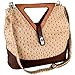 MG Collection Kora Ostrich Wood Triangle Top Handle Tote Purse, Tan, One Size