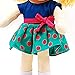 Linzy Charlie Rag Doll with Colored Top and Green Skirt/Polka Dots, Blue 16