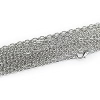 50 CleverDelights Cable Chain Necklaces - Antique Silver (Platinum) Color - 24 Inch - Rolo Necklace